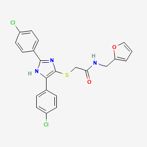 molecular formula C22H17Cl2N3O2S B2428285 2-{[2,5-bis(4-chlorophenyl)-1H-imidazol-4-yl]thio}-N-(2-furylmethyl)acetamide CAS No. 901234-77-3