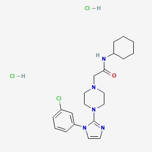 2-(4-(1-(3-chlorophenyl)-1H-imidazol-2-yl)piperazin-1-yl)-N-cyclohexylacetamide dihydrochloride
