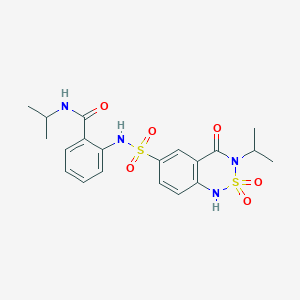 molecular formula C20H24N4O6S2 B2428314 N-Propan-2-yl-2-[(2,2,4-trioxo-3-propan-2-yl-1H-2lambda6,1,3-benzothiadiazin-6-yl)sulfonylamino]benzamide CAS No. 2225136-64-9