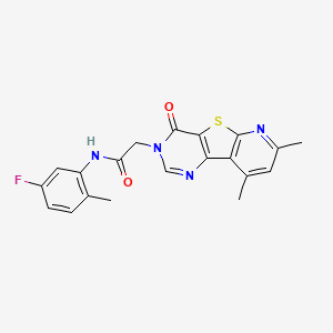 molecular formula C20H17FN4O2S B2428350 2-(7,9-dimethyl-4-oxopyrido[3',2':4,5]thieno[3,2-d]pyrimidin-3(4H)-yl)-N-(5-fluoro-2-methylphenyl)acetamide CAS No. 946269-28-9