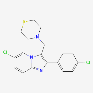molecular formula C18H17Cl2N3S B2428353 4-{[6-Chloro-2-(4-chlorophenyl)imidazo[1,2-a]pyridin-3-yl]methyl}thiomorpholine CAS No. 861212-35-3