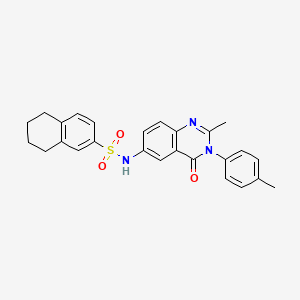 molecular formula C26H25N3O3S B2428361 N-(2-methyl-4-oxo-3-(p-tolyl)-3,4-dihydroquinazolin-6-yl)-5,6,7,8-tetrahydronaphthalene-2-sulfonamide CAS No. 1170040-67-1