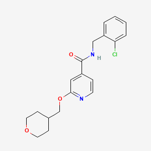 molecular formula C19H21ClN2O3 B2428427 N-(2-chlorobenzyl)-2-((tetrahydro-2H-pyran-4-yl)methoxy)isonicotinamide CAS No. 2034449-84-6