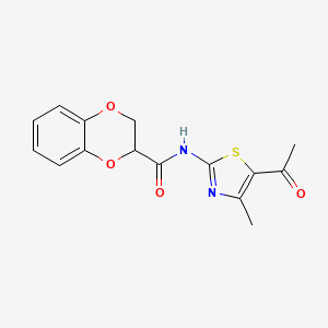 molecular formula C15H14N2O4S B2428439 N-(5-acetyl-4-methyl-1,3-thiazol-2-yl)-2,3-dihydro-1,4-benzodioxine-2-carboxamide CAS No. 515841-90-4