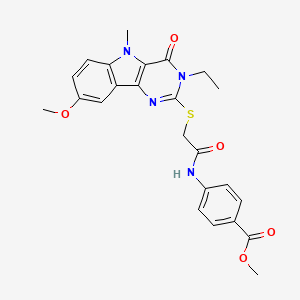 molecular formula C24H24N4O5S B2428464 methyl 4-[2-({3-ethyl-8-methoxy-5-methyl-4-oxo-3H,4H,5H-pyrimido[5,4-b]indol-2-yl}sulfanyl)acetamido]benzoate CAS No. 1112430-91-7
