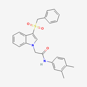 molecular formula C25H24N2O3S B2428475 N-(3,4-dimethylphenyl)-2-(3-phenylmethanesulfonyl-1H-indol-1-yl)acetamide CAS No. 878060-94-7