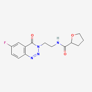 molecular formula C14H15FN4O3 B2428493 N-(2-(6-fluoro-4-oxobenzo[d][1,2,3]triazin-3(4H)-yl)ethyl)tetrahydrofuran-2-carboxamide CAS No. 1904223-29-5