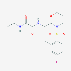 molecular formula C16H22FN3O5S B2428511 N1-ethyl-N2-((3-((4-fluoro-2-methylphenyl)sulfonyl)-1,3-oxazinan-2-yl)methyl)oxalamide CAS No. 872724-08-8