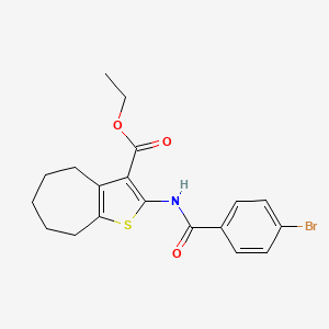 molecular formula C19H20BrNO3S B2428532 ethyl 2-(4-bromobenzamido)-4H,5H,6H,7H,8H-cyclohepta[b]thiophene-3-carboxylate CAS No. 477504-65-7