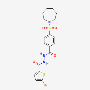 molecular formula C18H20BrN3O4S2 B2428535 N'-(4-(azepan-1-ylsulfonyl)benzoyl)-5-bromothiophene-2-carbohydrazide CAS No. 391896-73-4