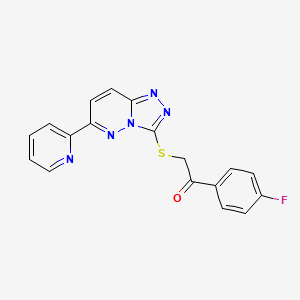 molecular formula C18H12FN5OS B2428536 1-(4-fluorophenyl)-2-{[6-(pyridin-2-yl)-[1,2,4]triazolo[4,3-b]pyridazin-3-yl]sulfanyl}ethan-1-one CAS No. 891105-42-3