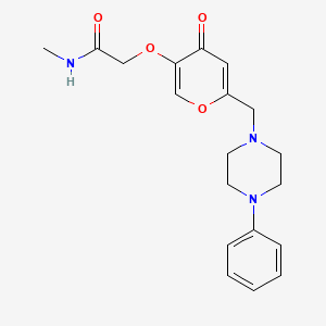 molecular formula C19H23N3O4 B2428558 N-methyl-2-({4-oxo-6-[(4-phenylpiperazin-1-yl)methyl]-4H-pyran-3-yl}oxy)acetamide CAS No. 898457-06-2