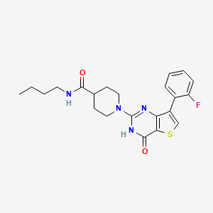 molecular formula C22H25FN4O2S B2428581 N-butyl-1-(7-(2-fluorophenyl)-4-oxo-3,4-dihydrothieno[3,2-d]pyrimidin-2-yl)piperidine-4-carboxamide CAS No. 1242981-83-4