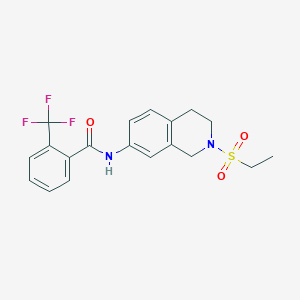 molecular formula C19H19F3N2O3S B2428587 N-(2-(ethylsulfonyl)-1,2,3,4-tetrahydroisoquinolin-7-yl)-2-(trifluoromethyl)benzamide CAS No. 954614-18-7