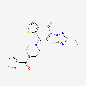 B2428603 (4-((2-Ethyl-6-hydroxythiazolo[3,2-b][1,2,4]triazol-5-yl)(thiophen-2-yl)methyl)piperazin-1-yl)(furan-2-yl)methanone CAS No. 886915-68-0
