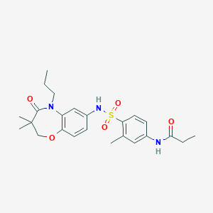 N-(4-(N-(3,3-dimethyl-4-oxo-5-propyl-2,3,4,5-tetrahydrobenzo[b][1,4]oxazepin-7-yl)sulfamoyl)-3-methylphenyl)propionamide