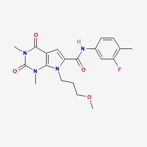 molecular formula C20H23FN4O4 B2428634 N-(3-fluoro-4-methylphenyl)-7-(3-methoxypropyl)-1,3-dimethyl-2,4-dioxo-2,3,4,7-tetrahydro-1H-pyrrolo[2,3-d]pyrimidine-6-carboxamide CAS No. 1021259-00-6
