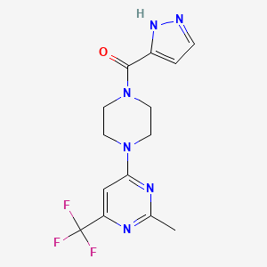 (4-(2-methyl-6-(trifluoromethyl)pyrimidin-4-yl)piperazin-1-yl)(1H-pyrazol-3-yl)methanone