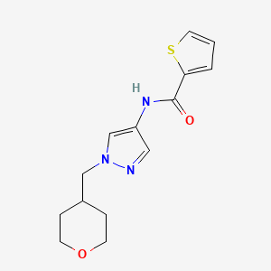 molecular formula C14H17N3O2S B2428654 N-{1-[(oxan-4-yl)methyl]-1H-pyrazol-4-yl}thiophene-2-carboxamide CAS No. 1795359-44-2
