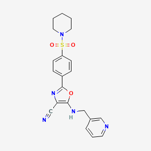 B2428661 2-(4-(Piperidin-1-ylsulfonyl)phenyl)-5-((pyridin-3-ylmethyl)amino)oxazole-4-carbonitrile CAS No. 941244-02-6