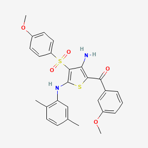 molecular formula C27H26N2O5S2 B2428684 N2-(2,5-dimethylphenyl)-5-(3-methoxybenzoyl)-3-(4-methoxybenzenesulfonyl)thiophene-2,4-diamine CAS No. 1115373-53-9