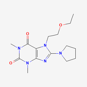 molecular formula C15H23N5O3 B2428699 7-(2-Ethoxy-ethyl)-1,3-dimethyl-8-pyrrolidin-1-yl-3,7-dihydro-purine-2,6-dione CAS No. 797775-45-2