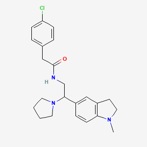 2-(4-chlorophenyl)-N-(2-(1-methylindolin-5-yl)-2-(pyrrolidin-1-yl)ethyl)acetamide