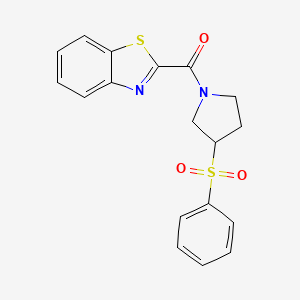 molecular formula C18H16N2O3S2 B2428734 Benzo[d]thiazol-2-yl(3-(phenylsulfonyl)pyrrolidin-1-yl)methanone CAS No. 1787917-07-0