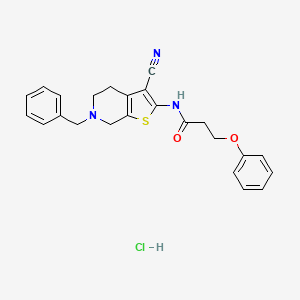 molecular formula C24H24ClN3O2S B2428738 N-(6-benzyl-3-cyano-4,5,6,7-tetrahydrothieno[2,3-c]pyridin-2-yl)-3-phenoxypropanamide hydrochloride CAS No. 1217036-31-1