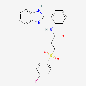 molecular formula C22H18FN3O3S B2428749 N-(2-(1H-benzo[d]imidazol-2-yl)phenyl)-3-((4-fluorophenyl)sulfonyl)propanamide CAS No. 895474-76-7