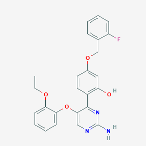 2-(2-Amino-5-(2-ethoxyphenoxy)pyrimidin-4-yl)-5-((2-fluorobenzyl)oxy)phenol
