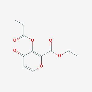 molecular formula C11H12O6 B2428768 Ethyl 4-oxo-3-(propionyloxy)-4H-pyran-2-carboxylate CAS No. 2061980-23-0