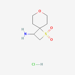 molecular formula C7H14ClNO3S B2428787 3-Amino-7-oxa-1-thiaspiro[3.5]nonane 1,1-dioxide hydrochloride CAS No. 2230798-92-0