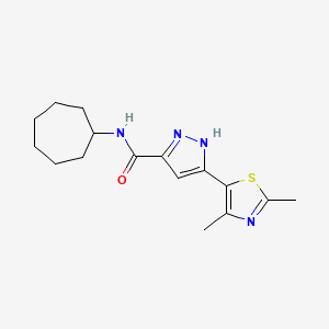 molecular formula C16H22N4OS B2428797 N-cycloheptyl-3-(2,4-dimethylthiazol-5-yl)-1H-pyrazole-5-carboxamide CAS No. 1239470-61-1