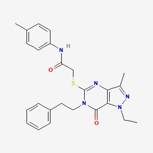 2-{[1-ethyl-3-methyl-7-oxo-6-(2-phenylethyl)-1H,6H,7H-pyrazolo[4,3-d]pyrimidin-5-yl]sulfanyl}-N-(4-methylphenyl)acetamide