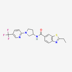 molecular formula C20H19F3N4OS B2428806 2-乙基-N-(1-(5-(三氟甲基)吡啶-2-基)吡咯烷-3-基)苯并[d]噻唑-6-甲酰胺 CAS No. 2210139-92-5