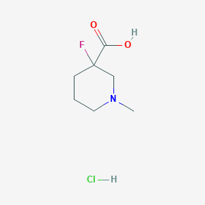 molecular formula C7H13ClFNO2 B2428815 3-Fluoro-1-methylpiperidine-3-carboxylic acid;hydrochloride CAS No. 2551117-83-8