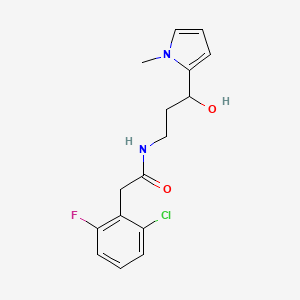 2-(2-chloro-6-fluorophenyl)-N-(3-hydroxy-3-(1-methyl-1H-pyrrol-2-yl)propyl)acetamide
