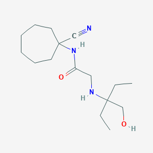 molecular formula C16H29N3O2 B2428826 N-(1-Cyanocycloheptyl)-2-[3-(hydroxymethyl)pentan-3-ylamino]acetamide CAS No. 1436101-02-8