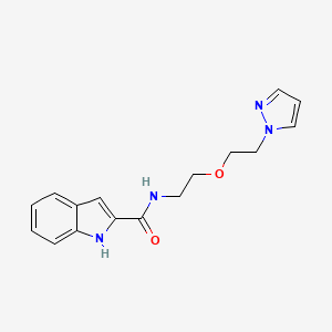 molecular formula C16H18N4O2 B2428836 N-(2-(2-(1H-pyrazol-1-yl)ethoxy)ethyl)-1H-indole-2-carboxamide CAS No. 2034563-86-3