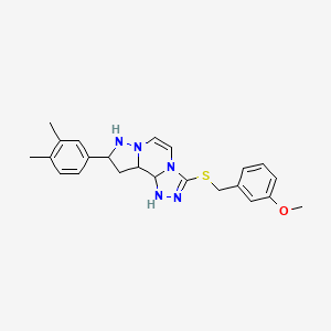 molecular formula C23H21N5OS B2428866 11-(3,4-Dimethylphenyl)-5-{[(3-methoxyphenyl)methyl]sulfanyl}-3,4,6,9,10-pentaazatricyclo[7.3.0.0^{2,6}]dodeca-1(12),2,4,7,10-pentaene CAS No. 1326943-07-0