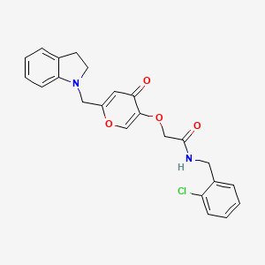 molecular formula C23H21ClN2O4 B2428867 N-(2-chlorobenzyl)-2-((6-(indolin-1-ylmethyl)-4-oxo-4H-pyran-3-yl)oxy)acetamide CAS No. 898420-92-3