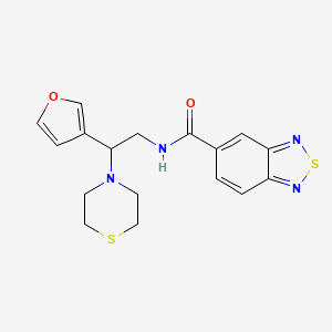 molecular formula C17H18N4O2S2 B2428873 N-(2-(furan-3-yl)-2-thiomorpholinoethyl)benzo[c][1,2,5]thiadiazole-5-carboxamide CAS No. 2034342-69-1