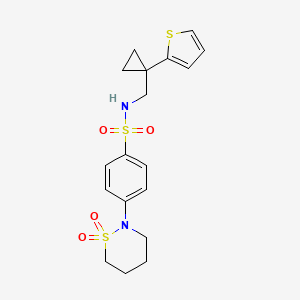 molecular formula C18H22N2O4S3 B2428902 4-(1,1-dioxido-1,2-thiazinan-2-yl)-N-((1-(thiophen-2-yl)cyclopropyl)methyl)benzenesulfonamide CAS No. 1396854-93-5