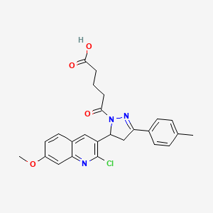 molecular formula C25H24ClN3O4 B2428941 5-(5-(2-chloro-7-methoxyquinolin-3-yl)-3-(p-tolyl)-4,5-dihydro-1H-pyrazol-1-yl)-5-oxopentanoic acid CAS No. 442649-47-0