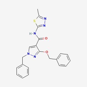 molecular formula C21H19N5O2S B2428996 1-benzyl-3-(benzyloxy)-N-(5-methyl-1,3,4-thiadiazol-2-yl)-1H-pyrazole-4-carboxamide CAS No. 1014066-77-3