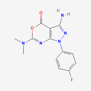 molecular formula C13H12FN5O2 B2429034 3-amino-6-(dimethylamino)-1-(4-fluorophenyl)pyrazolo[3,4-d][1,3]oxazin-4(1H)-one CAS No. 250713-82-7