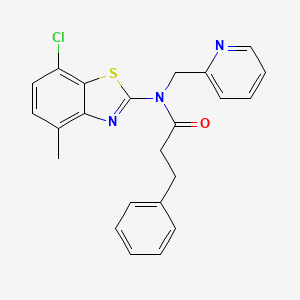 molecular formula C23H20ClN3OS B2429040 N-(7-chloro-4-methylbenzo[d]thiazol-2-yl)-3-phenyl-N-(pyridin-2-ylmethyl)propanamide CAS No. 899964-89-7
