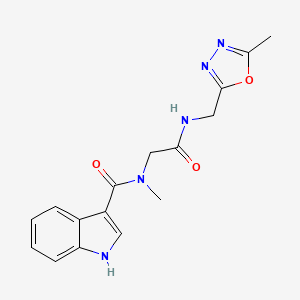molecular formula C16H17N5O3 B2429072 N-methyl-N-(2-(((5-methyl-1,3,4-oxadiazol-2-yl)methyl)amino)-2-oxoethyl)-1H-indole-3-carboxamide CAS No. 1251691-51-6