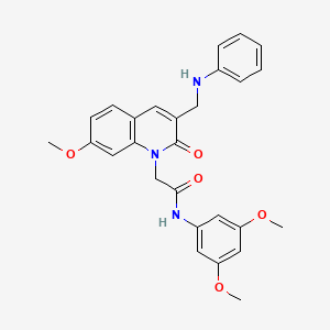 molecular formula C27H27N3O5 B2429251 N-(3,5-dimethoxyphenyl)-2-{7-methoxy-2-oxo-3-[(phenylamino)methyl]-1,2-dihydroquinolin-1-yl}acetamide CAS No. 932469-64-2